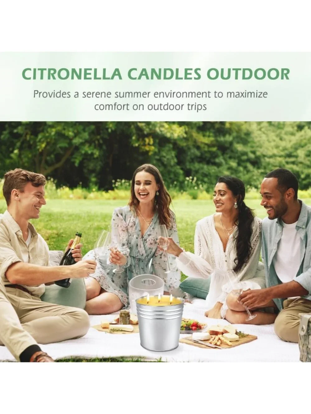 Large 30oz Citronella Candles - 3-Wick Outdoor/Indoor, Long-Lasting for Patio